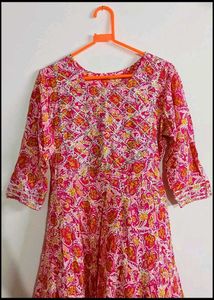 Beautiful Pink Floral Ethnic Gown