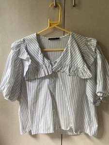 Chic Striped Ruffle Blouse