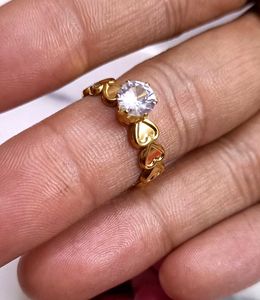 Gold Heart Ring with Stone