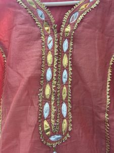 Beautiful Peach Mirror Work Kurta