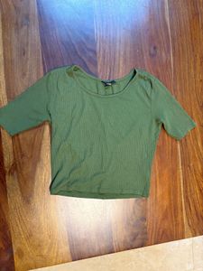 Olive Green Cropped T-Shirt