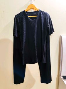 Navy Ribbed T-Shirt