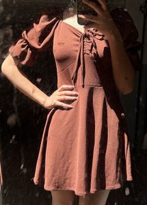 Chic Puff Sleeve Tie-Front Dress