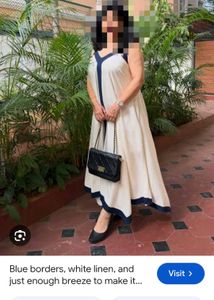 Elegant Cream &amp; Navy Maxi Dress