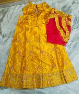 Yellow Embroidered Lehenga Set For wedding