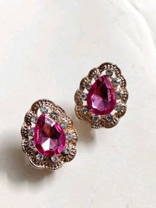 Pink Gemstone Statement Earrings