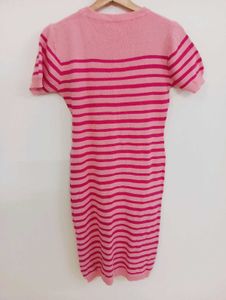 Pink Striped Knit Dress