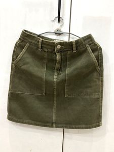 Olive Green Cargo Mini Skirt