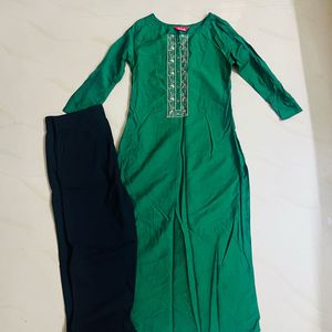 Green Kurta Set with Pants 🖤