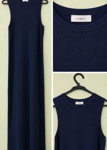 Sleeveless Navy Blue Maxi Dress