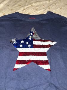 Blue T-Shirt with American Flag Star