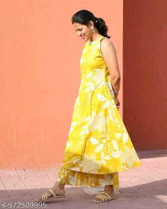 Yellow Floral Print Kurta