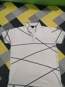 Men's White Graphic Polo T-Shirt