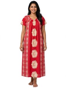Red cotton nighty for women's