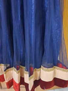 Elegant Blue &amp; Gold Anarkali suit