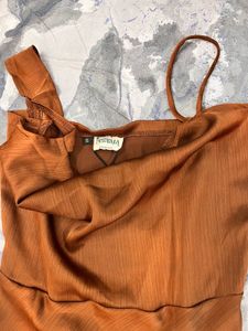 Elegant Orange Satin Slip Dress