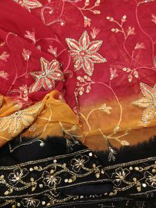 Red Embroidered saree