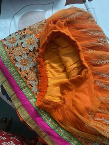 Vibrant Orange Embroidered Skirt
