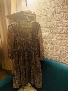 Floral Print Accordian Pleated Dress