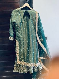 Elegant Green Kurta Set Mehndi special