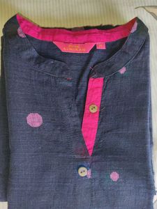 Pink navy Blue Polka Dot Kurta