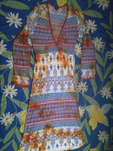 Boho Print V-Neck Midi Dress