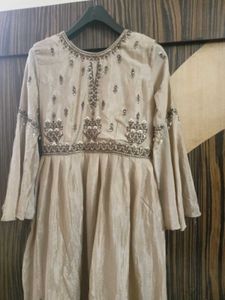 Embellished Pleated Kurti with Plazoo