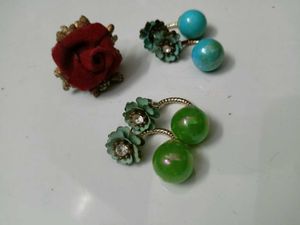 Chic Flower Ring &amp; Ball Earrings Set