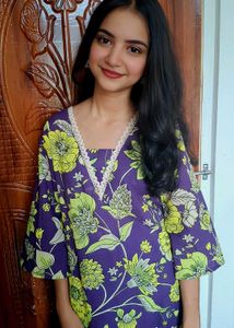 ☆NEW☆Pure cotton Vibrant Purple Floral Kurta💗✨