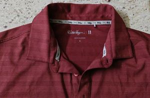 Men's Burgundy Striped Polo Shirt