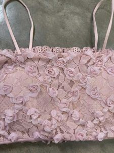 Beautiful Lace Rose Crop Top