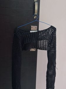 Black Crochet Bolero Top (cover up)