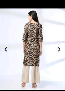 black Floral Print Kurti