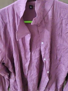 Crinkled Lavender Button-Up Shirt