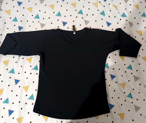 Chic Black Mesh V-Neck Top