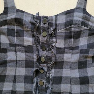 Plaid Ruffle Button-Up Tank Top