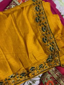 Vibrant Yellow Embroidered Saree