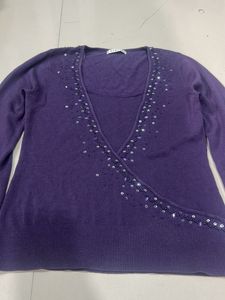 Purple Embellished Wrap Sweater (abroad pur