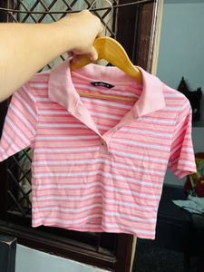 💖 Pink Polo Top and denim bottom💖