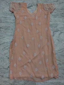 Peach Kashmiri Hand Work Suit set
