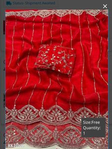 Stunning Red Embellished Saree