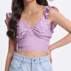 Purple Twist Front Crop Top(not wore single time)