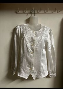 Elegant White Embroidered Blouse