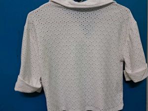 White Crochet Knit Top