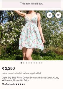 Light Sky Blue Floral Cotton Dress