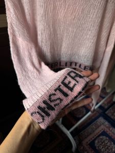 Baby Pink Knitted Cropped Hoodie