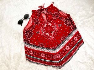 Red Bandana Halter Top