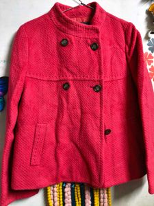 💗Bright Pink Double-Breasted Jacket