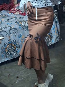 Stylish Brown Tiered Skirt