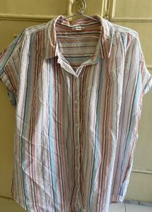 Striped Short Sleeve Button-Up Shirt